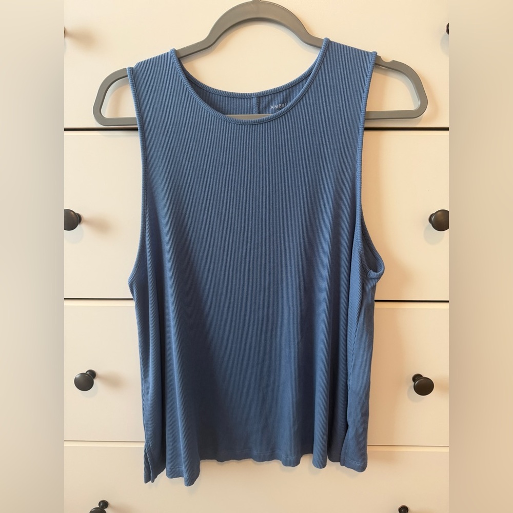 American Eagle Sleeveless Ribbed Tank Top - Blue